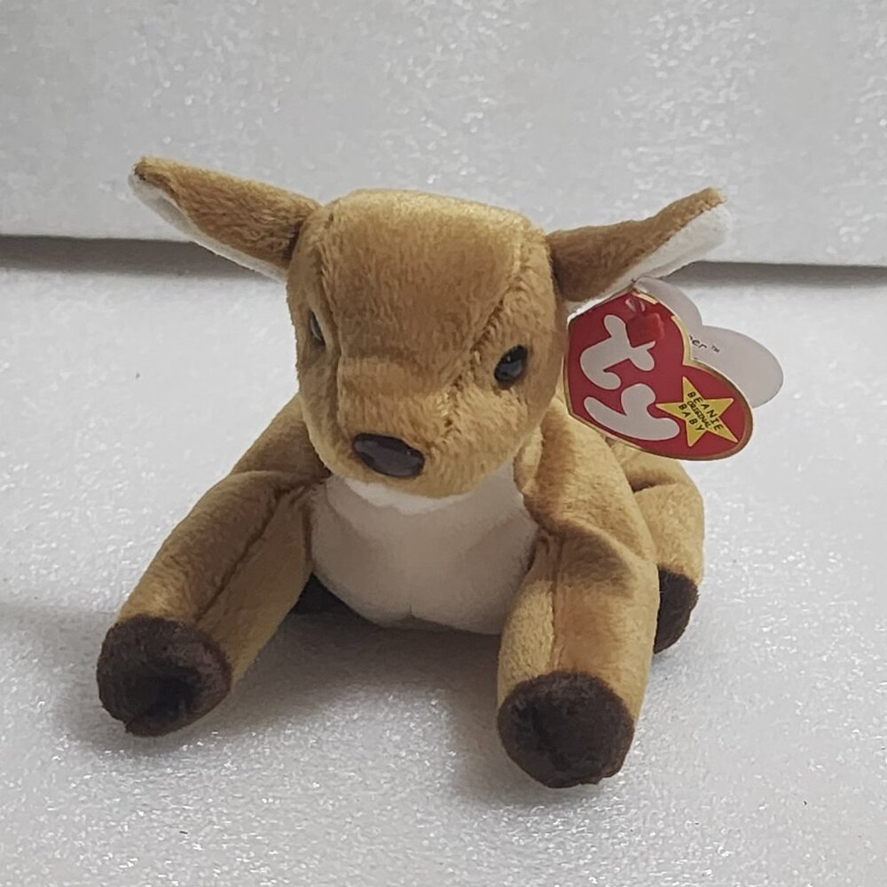 Ty Beanie Baby Whisper the Fawn Deer White Spots 1998 Pellets 7" New